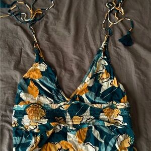 Roxy Teal and Tan Patterned Dress